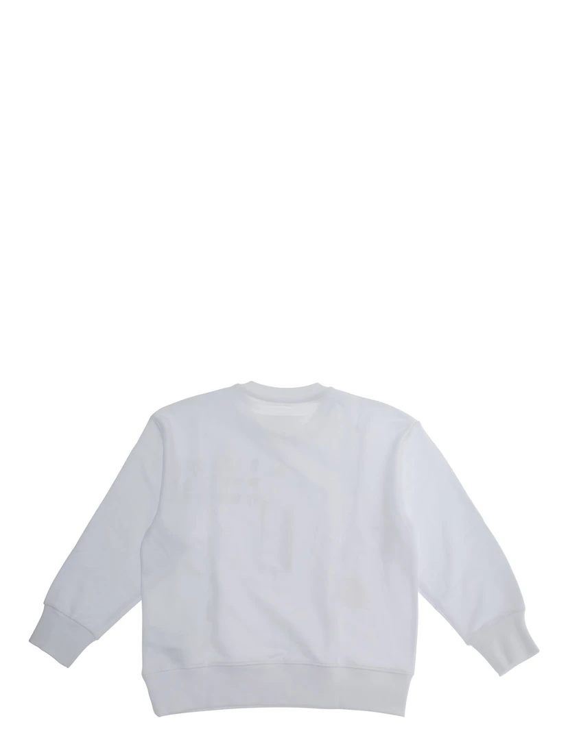 White Sweatshirt with Logo on the Front in Cotton Boy