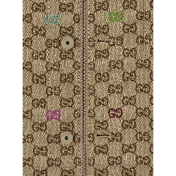 Beige Shirt with Spread Collar and Two Front Welt Pockets in GG Canvas Man