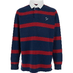 "Rugby" Multicolor Polo Shirt with Logo Embroidery on the Front and All-Over Striped Motif in Cotton Man