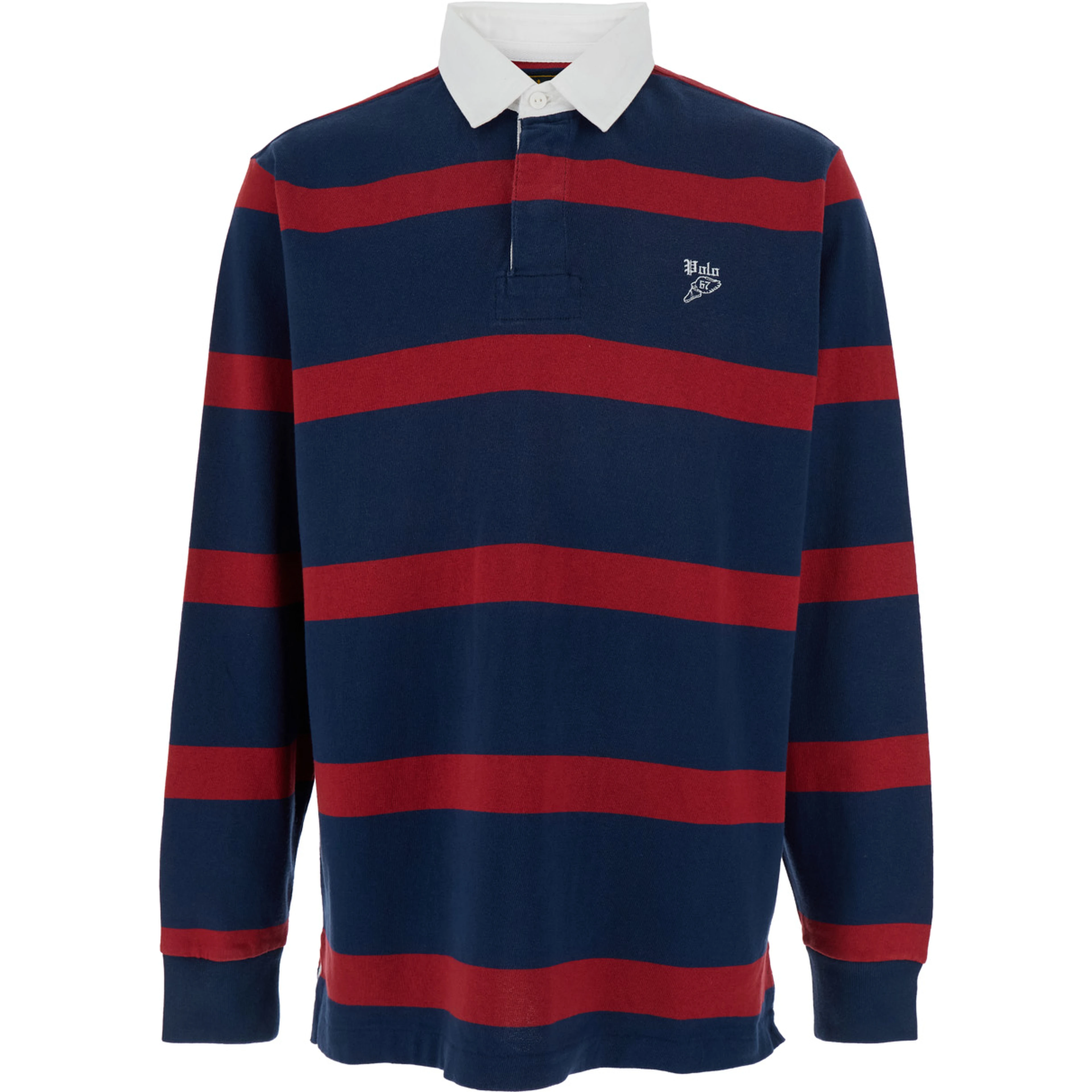 "Rugby" Multicolor Polo Shirt with Logo Embroidery on the Front and All-Over Striped Motif in Cotton Man