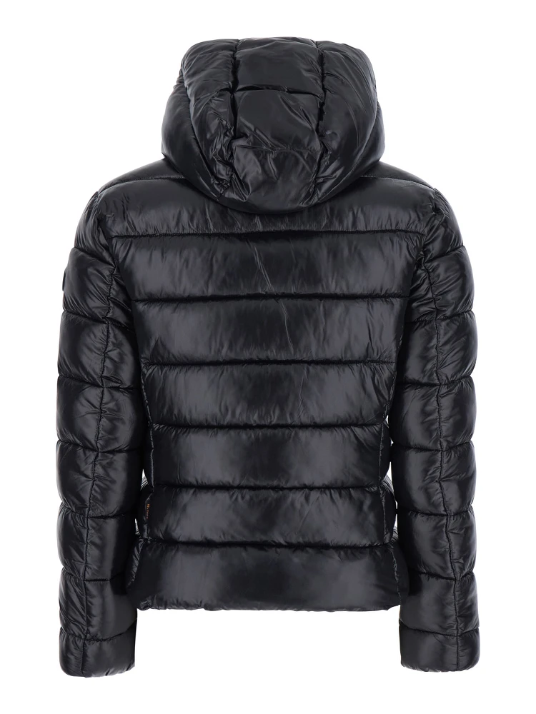 Cosmary Black Down Jacket with Removable Hood and Logo Patch on the Sleeve in Tech Fabric Woman alternative
