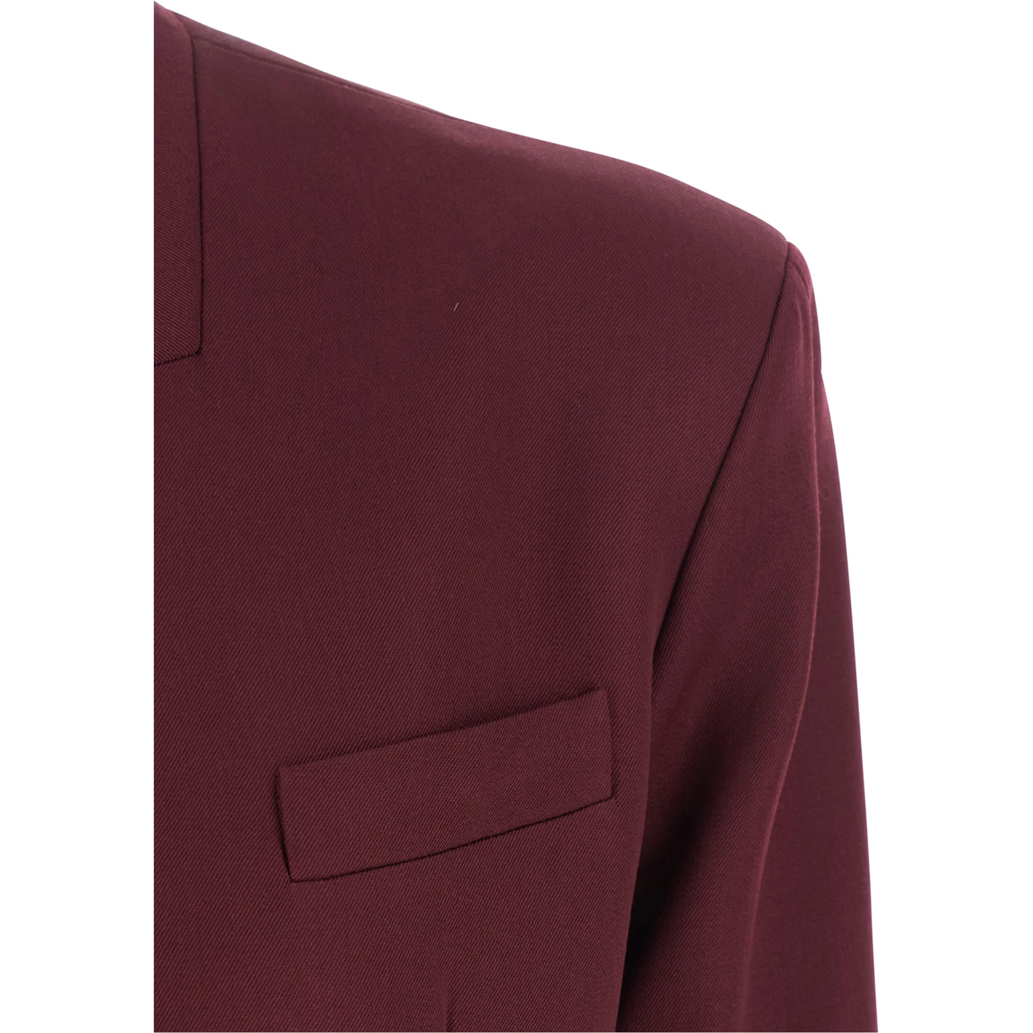 Bordeaux Jacket with Deep Neckline and Straps in Wool Woman