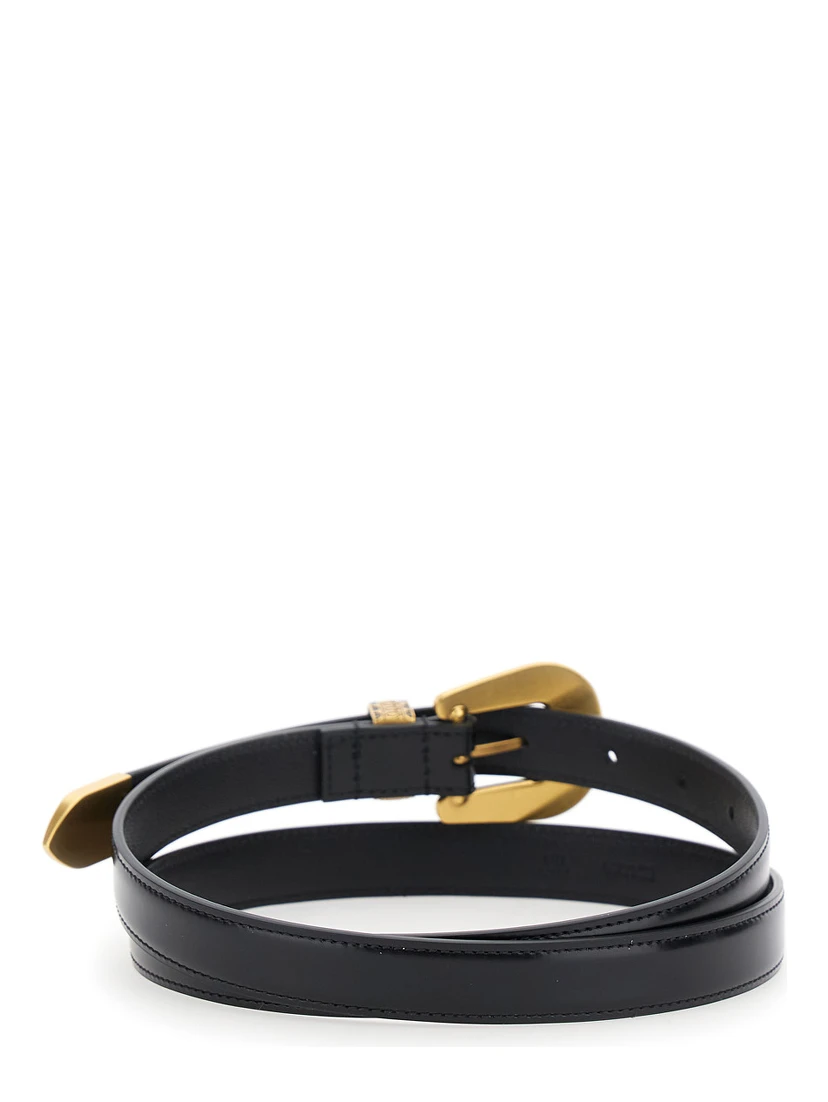 Black Belt with Embossed Details in Leather Man