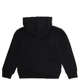 Black Sweatshirt with Hood and Maxi Logo Lettering on the Front in Cotton Boy