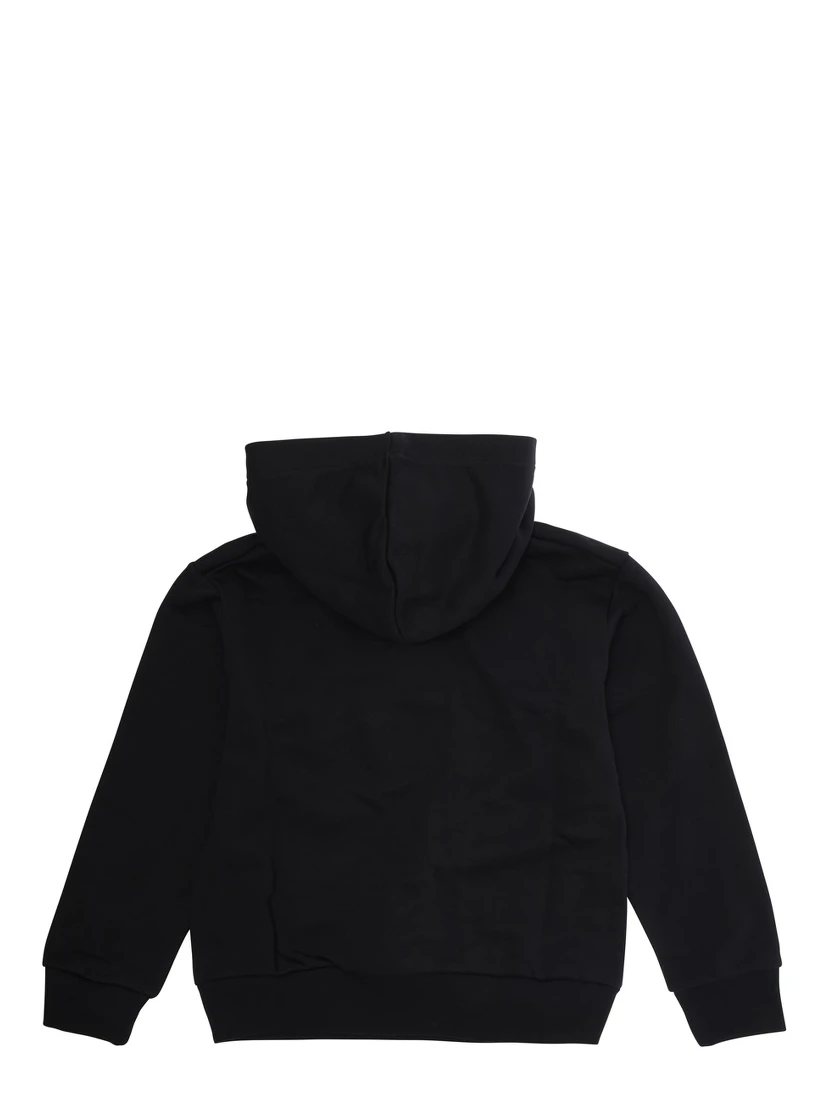 Black Sweatshirt with Hood and Maxi Logo Lettering on the Front in Cotton Boy