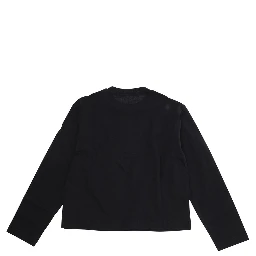 Black Long Sleeve T-Shirt with Front Lettering Logo in Cotton Girl