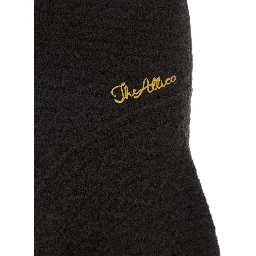 Brown Skirt with Asymmetrical Design and Logo Lettering in Wool Woman