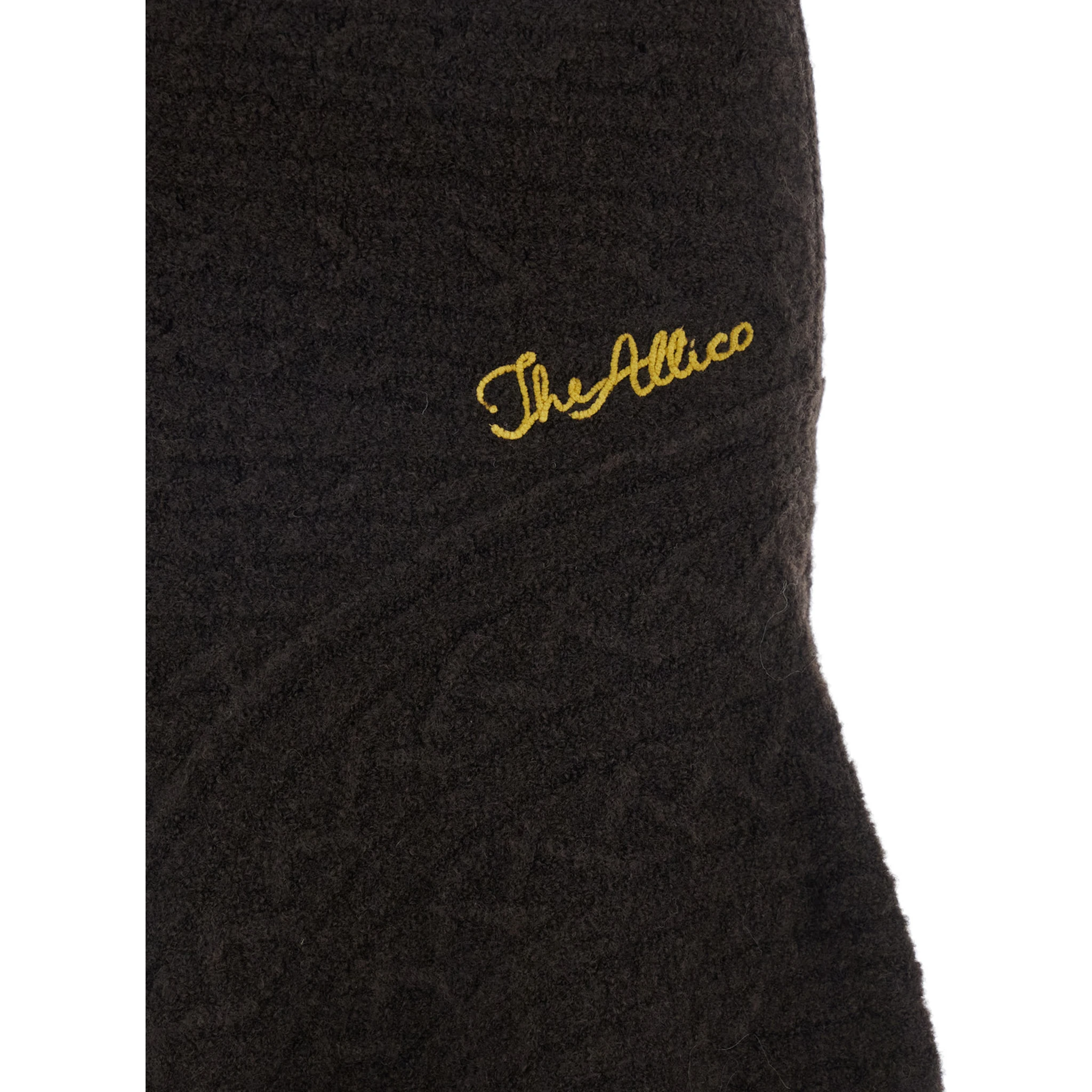 Brown Skirt with Asymmetrical Design and Logo Lettering in Wool Woman