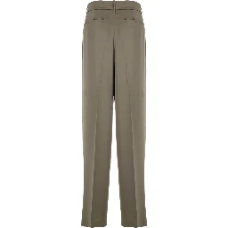 Brown Pants with Belt Loops and Wide Leg in Tech Fabric Woman