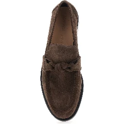Brown Loafers with Knot Detail on the Front in Suede Woman