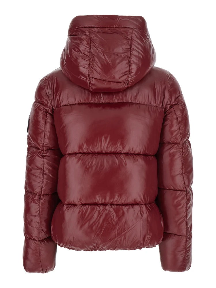 Biddy Bordeaux Down Jacket with Hood and Logo on the Sleeve in Tech Fabric Woman alternative