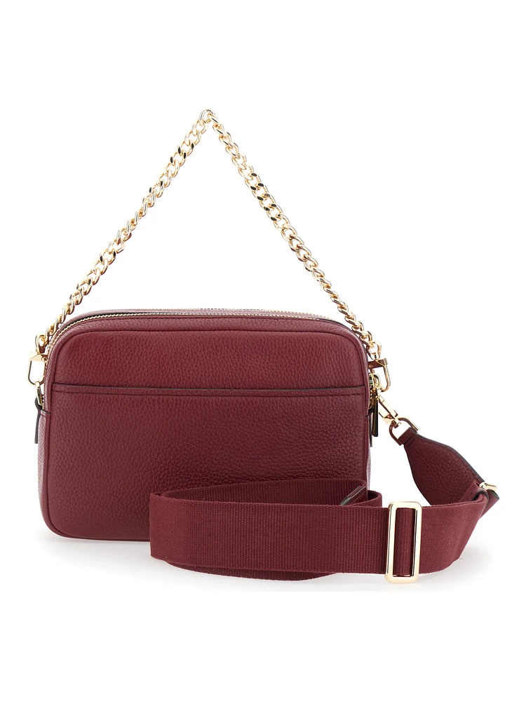Bryant Bordeaux Crossbody Bag with Adjustable Shoulder Strap and Logo Lettering on the Front in Grained Leather Woman alternative