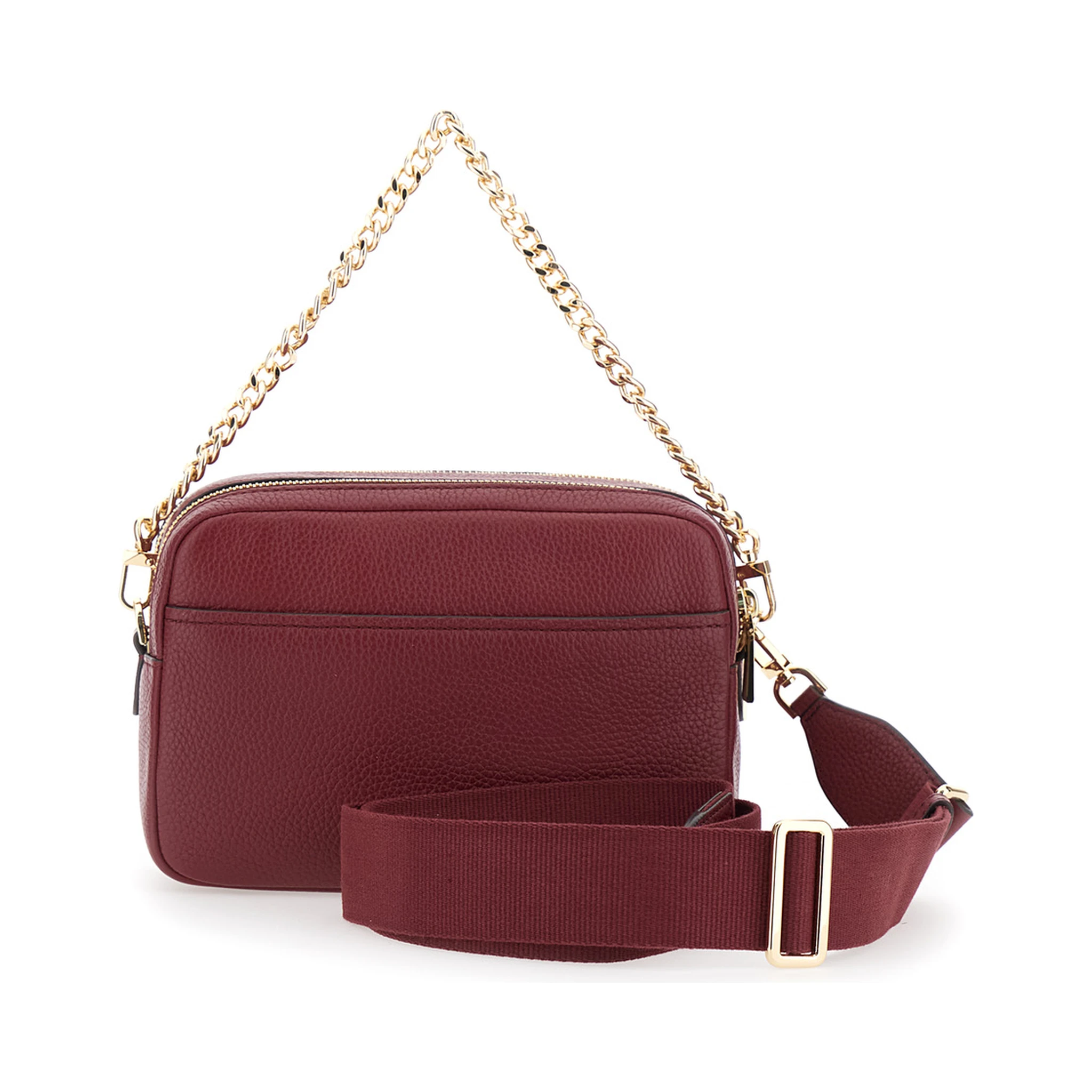 Bryant Bordeaux Crossbody Bag with Adjustable Shoulder Strap and Logo Lettering on the Front in Grained Leather Woman