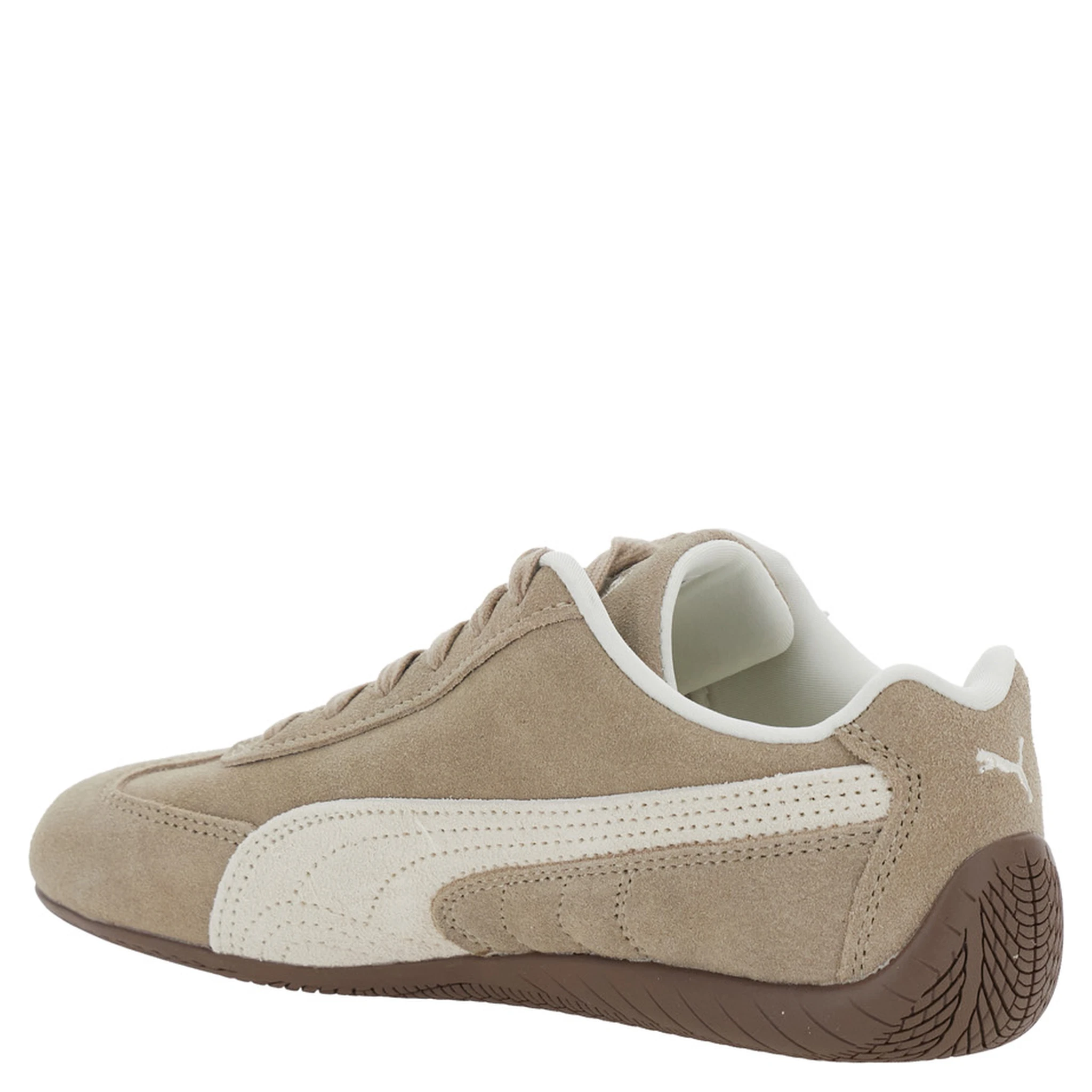 Speedcat Elevated Beige Sneakers with Logo Print on the Side and Logo Lettering on the Side in Suede Unisex