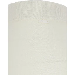 Nigeria White Pants with Elastic Waist and Wide Leg in Wool Woman