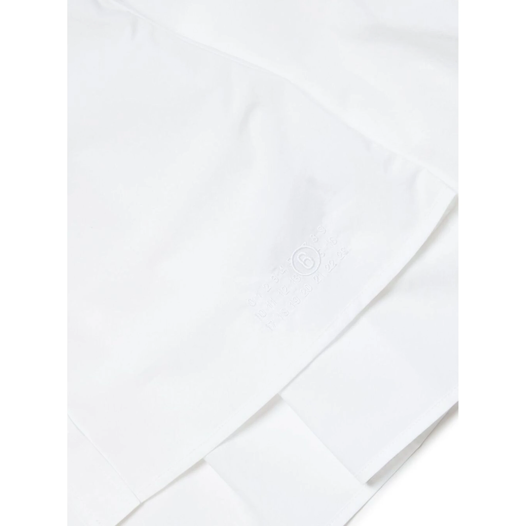 White Shirt with Classic Collar and Tonal Logo Patch in Cotton Boy