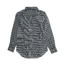 Green Shirt with Pony Embroidery on the Front and All-Over Check Motif in Cotton Boy