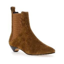 Allegra Chelsea Beige Ankle Boots with Elastic Panels in Suede Woman
