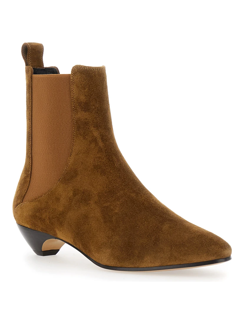 Allegra Chelsea Beige Ankle Boots with Elastic Panels in Suede Woman