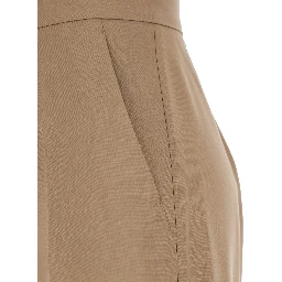 Fernet Beige Pants with Wide Leg and Logo Lettering on the Rear in Wool Woman