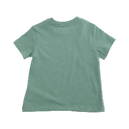Green Crewneck T-Shirt with Maxi Logo Print on the Front in Cotton Baby