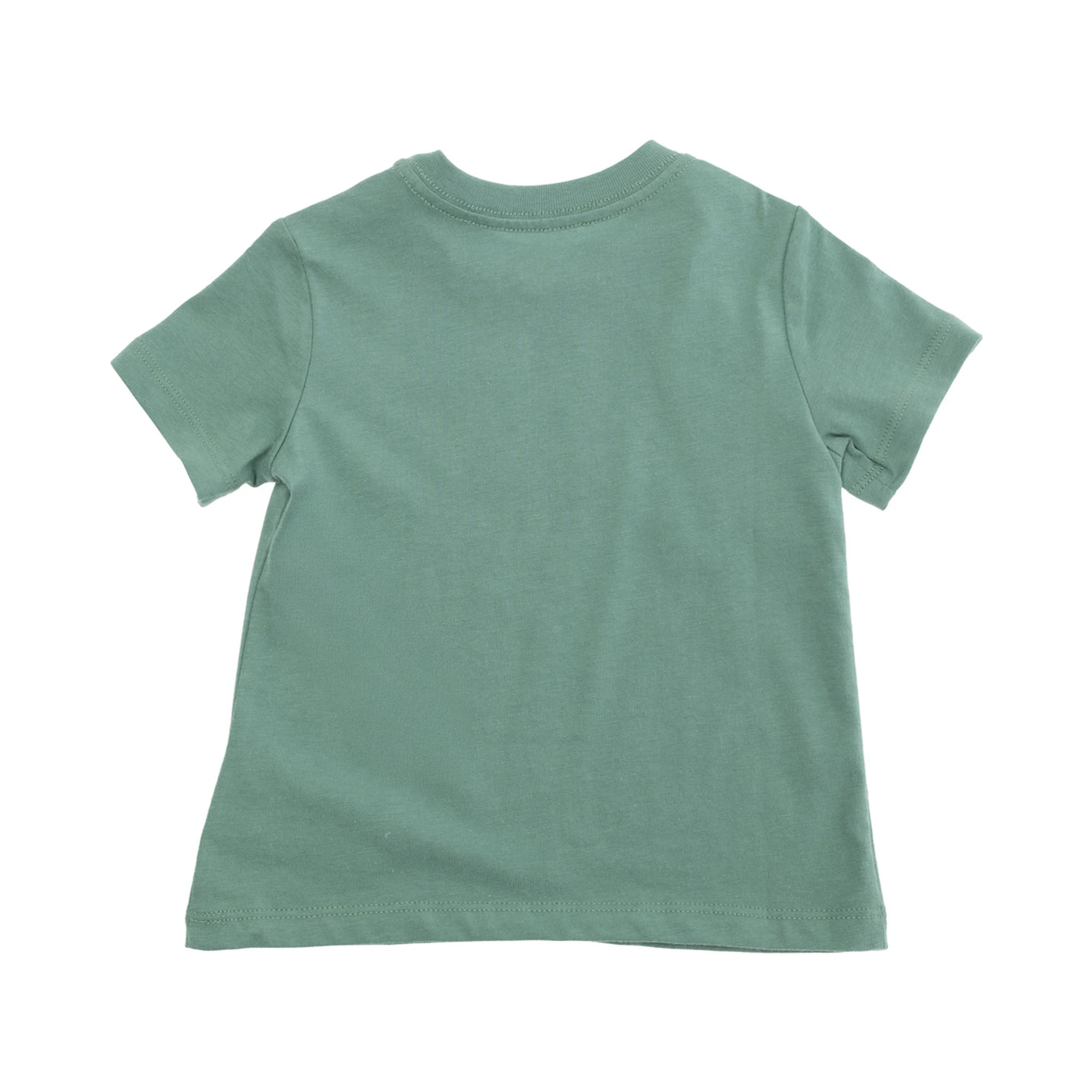 Green Crewneck T-Shirt with Maxi Logo Print on the Front in Cotton Baby