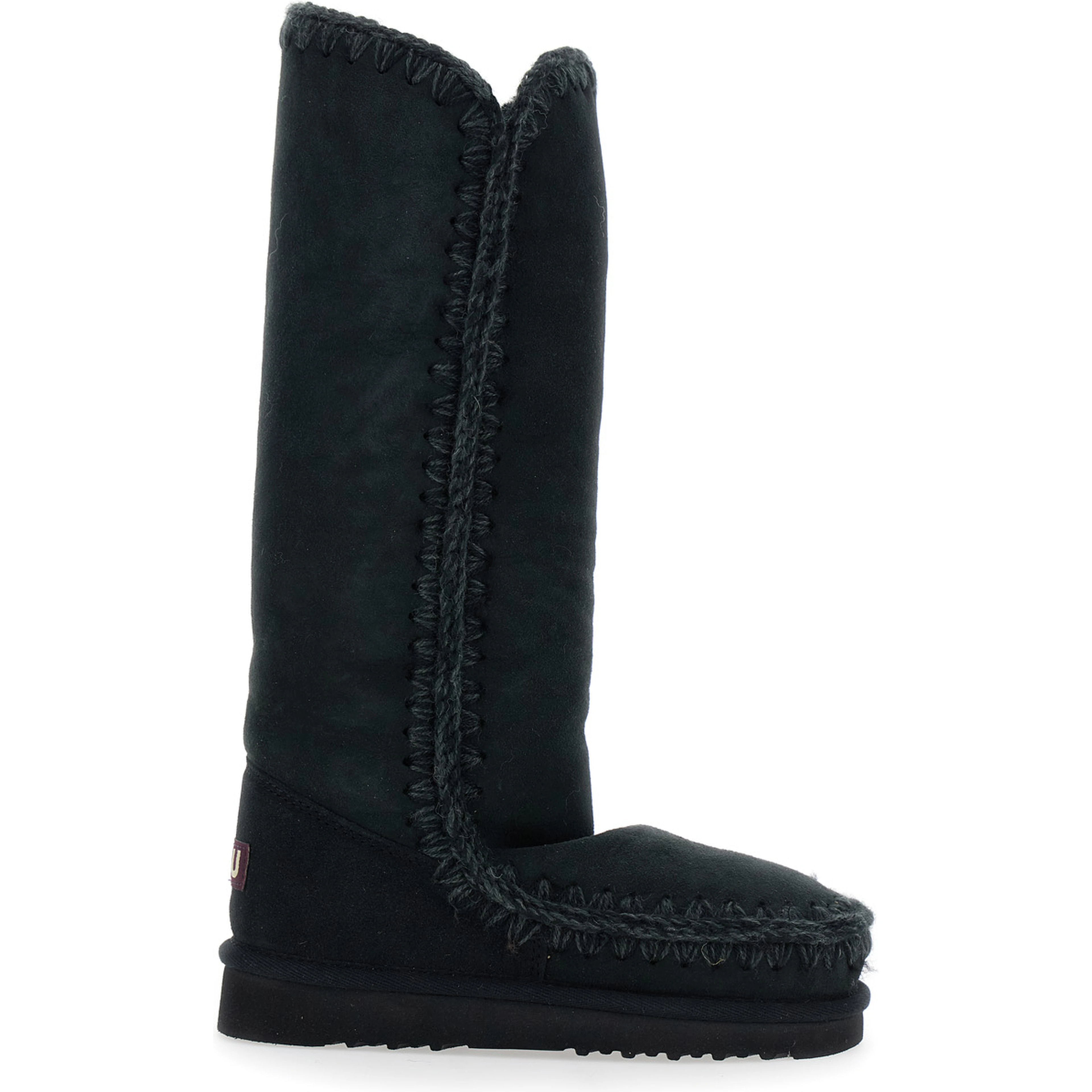 Eskimo Black Boots with Braided Effect and Logo Patch on the Rear in Leather Woman