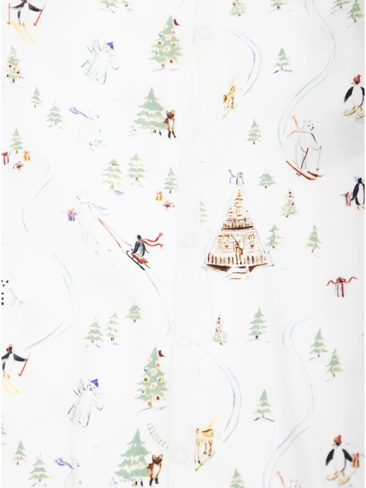 Multicolor  One-Piece with Matching Beanie and Bib with All-Over Polo Bear Print in Cotton Baby alternative