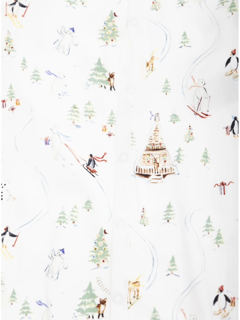 Multicolor  One-Piece with Matching Beanie and Bib with All-Over Polo Bear Print in Cotton Baby