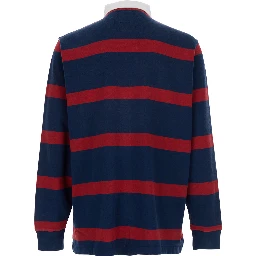 "Rugby" Multicolor Polo Shirt with Logo Embroidery on the Front and All-Over Striped Motif in Cotton Man
