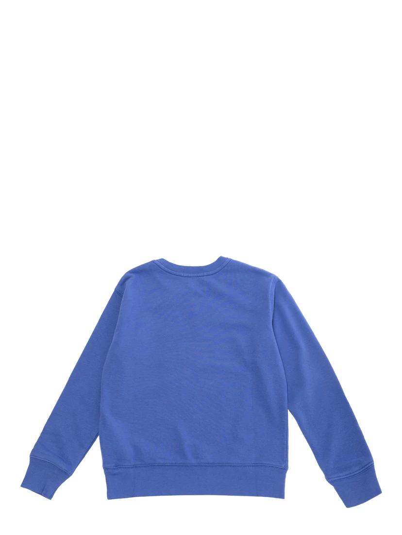 Blue Sweatshirt with Pony Embroidery on the Front in Cotton Boy
