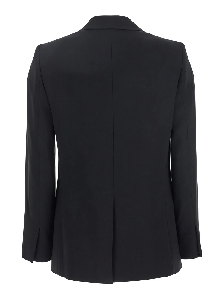 Black Double Breasted Jacket with Shoulder Pads in Tech Fabric Woman alternative