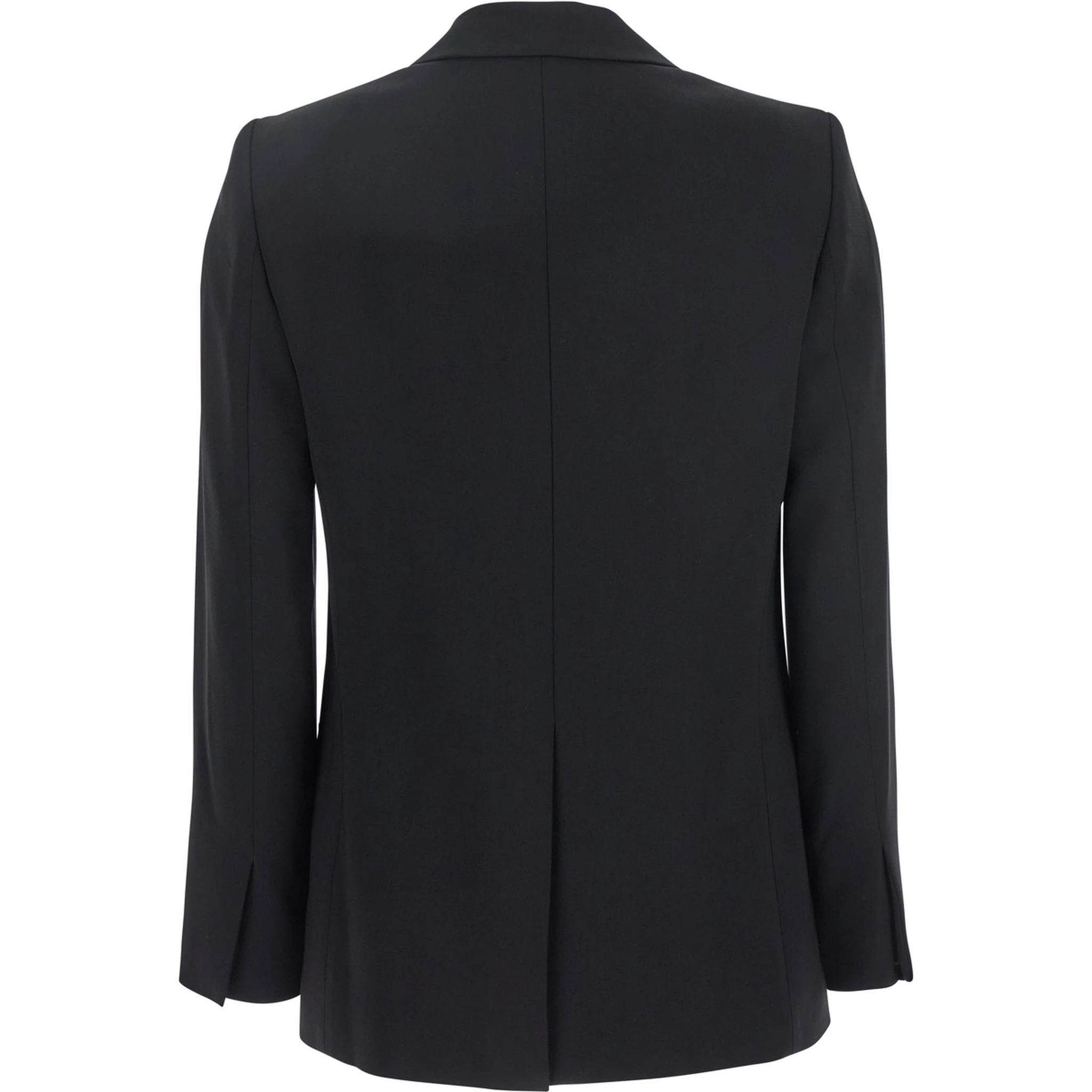 Black Double Breasted Jacket with Shoulder Pads in Tech Fabric Woman