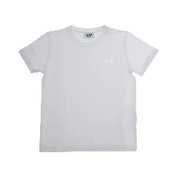 White T-Shirt with Round Neck and Logo on the Front in Cotton Boy