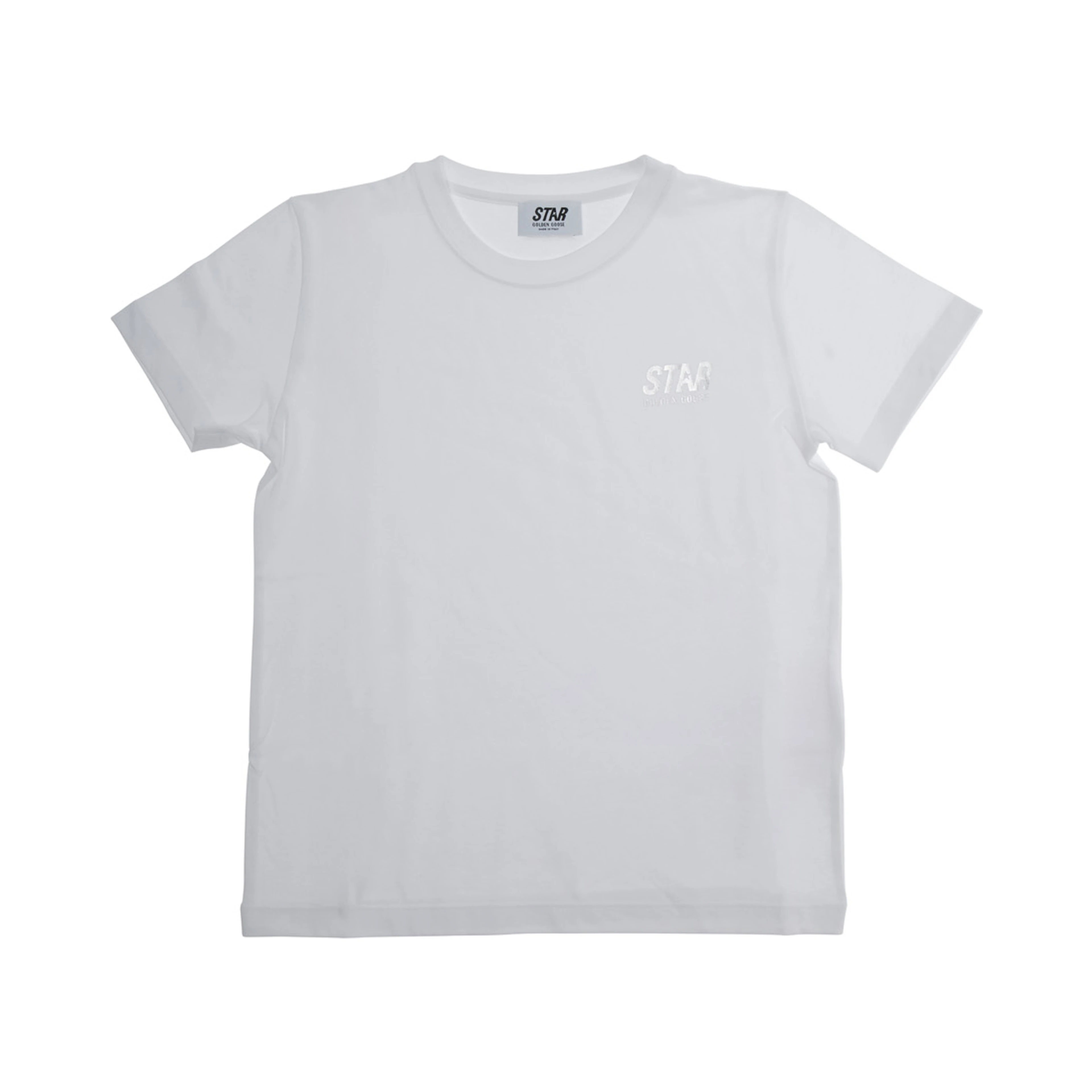 White T-Shirt with Round Neck and Logo on the Front in Cotton Boy