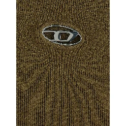 M-Vera Green Mini Dress with Boat Neckline and Cut-Out with Logo on the Front in Viscose Stretch Woman