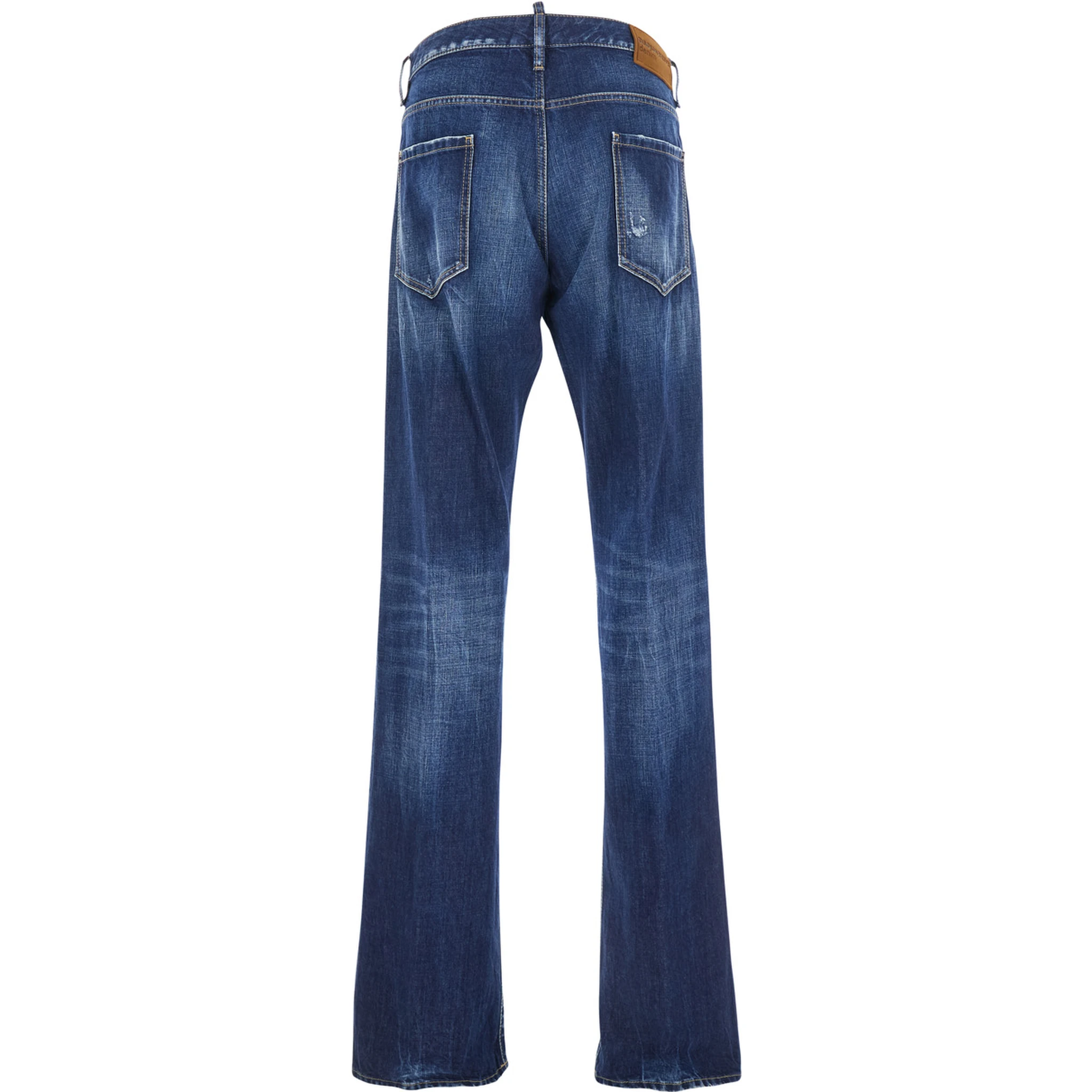 The American Blue Jeans with Logo Patch on the Rear and Faded Effect in Denim Man