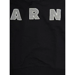 Black Sweatshirt with Hood and Maxi Logo Lettering on the Front in Cotton Boy