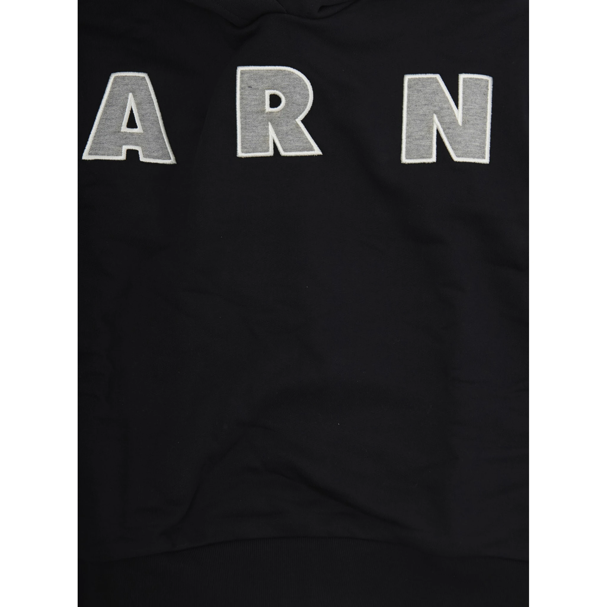 Black Sweatshirt with Hood and Maxi Logo Lettering on the Front in Cotton Boy