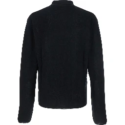 Black Polo Shirt with Tone-on-Tone Logo on Front in Cotton Knit Man