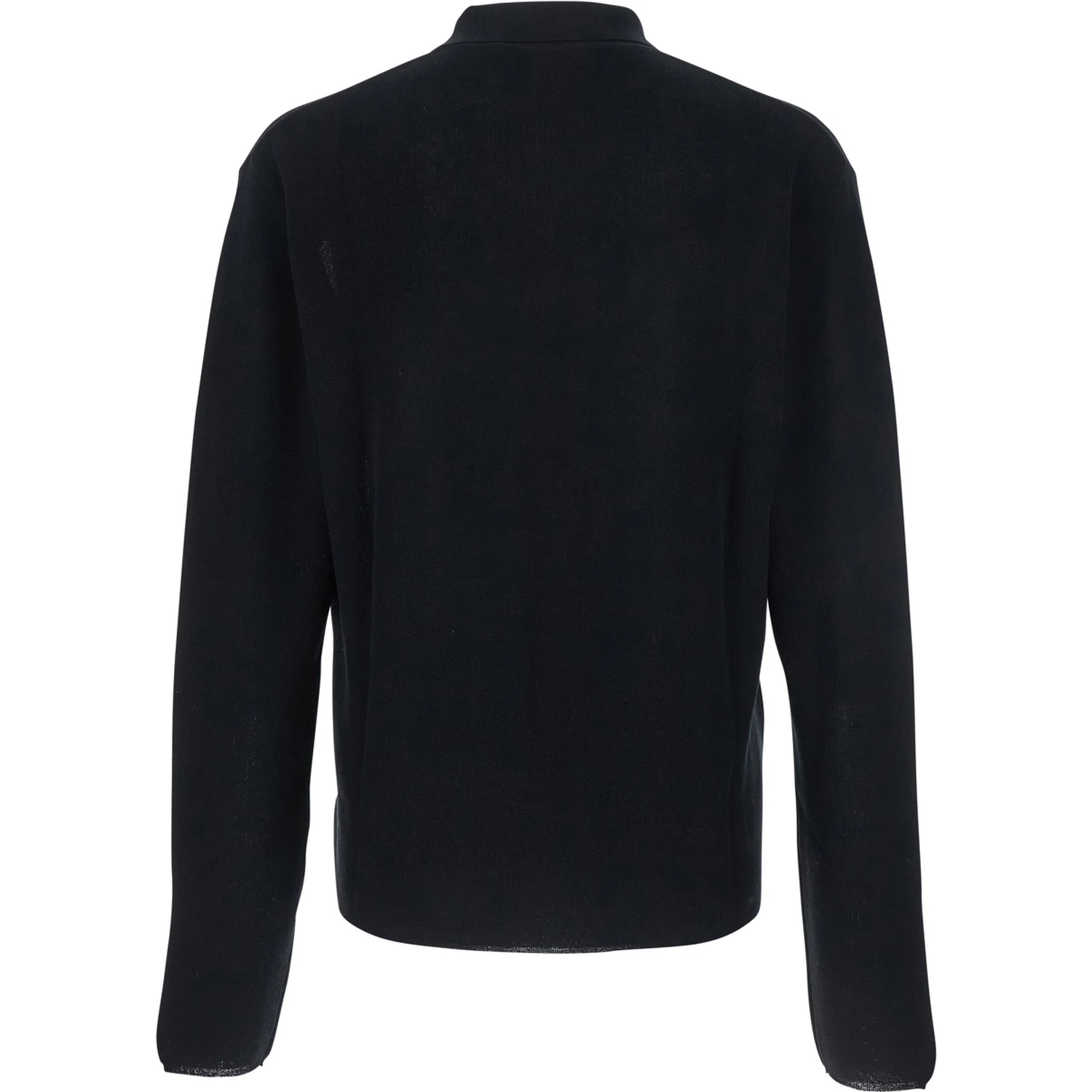 Black Polo Shirt with Tone-on-Tone Logo on Front in Cotton Knit Man