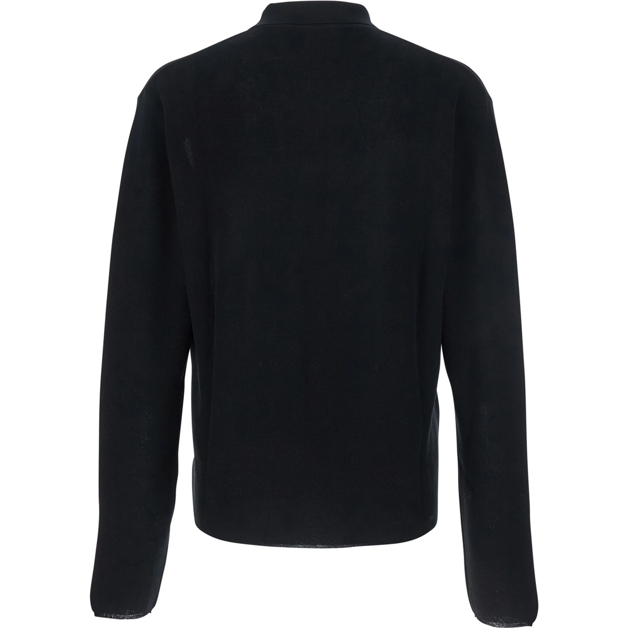 Black Polo Shirt with Tone-on-Tone Logo on Front in Cotton Knit Man