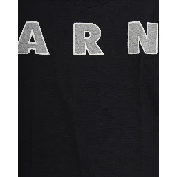 Black Long Sleeve T-Shirt with Front Lettering Logo in Cotton Girl