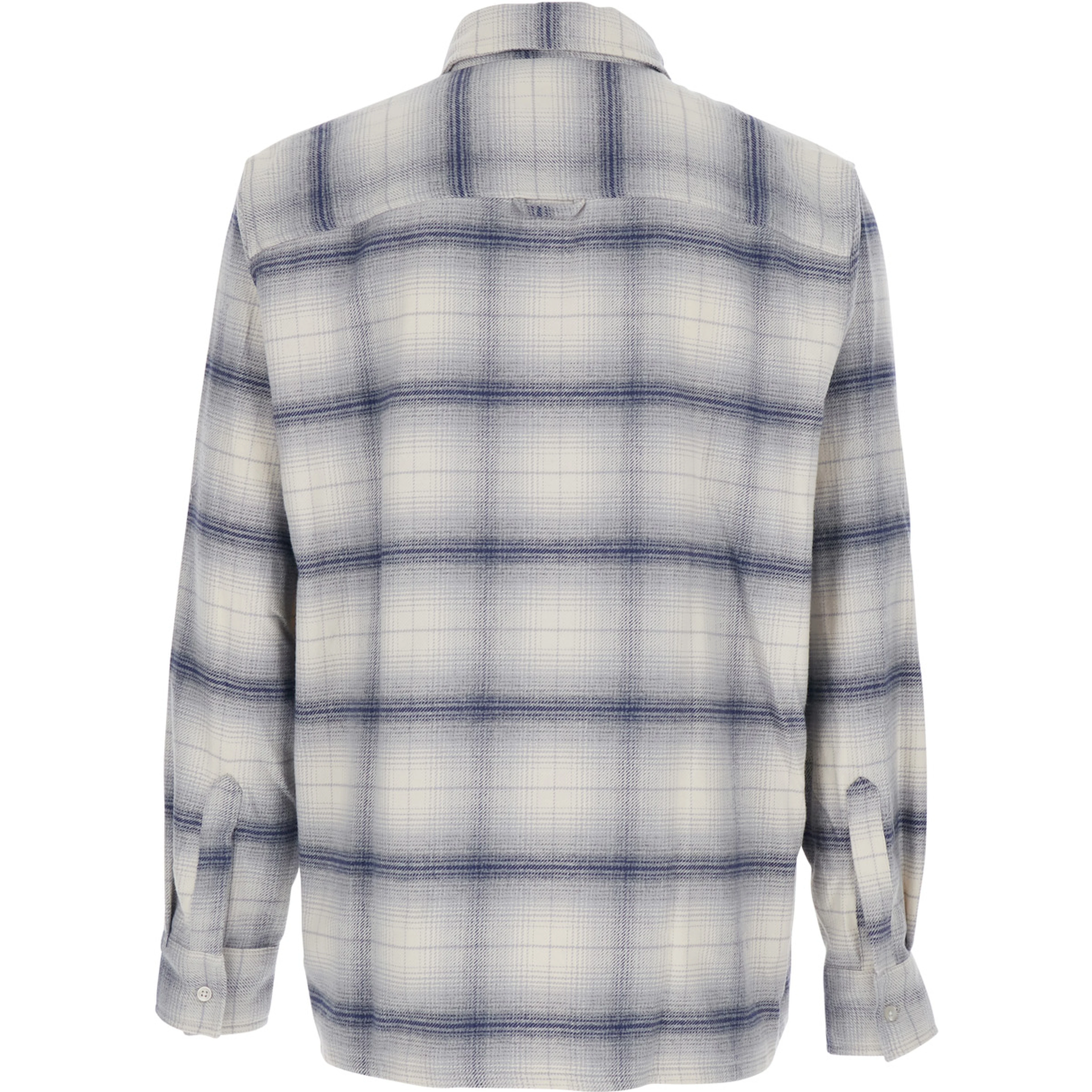 Grey Shirt with Classic Collar and All-Over Check Motif in Cotton Man