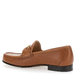 Beige Loafers with VLogo Signature Detail in Leather Man