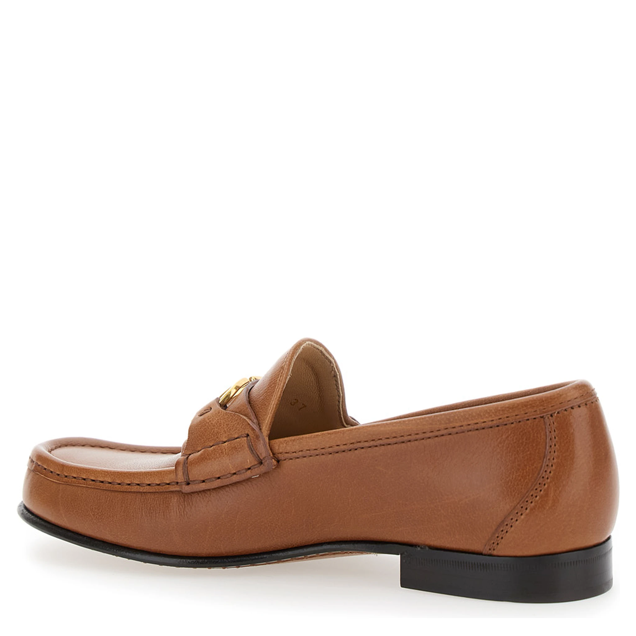 Beige Loafers with VLogo Signature Detail in Leather Man