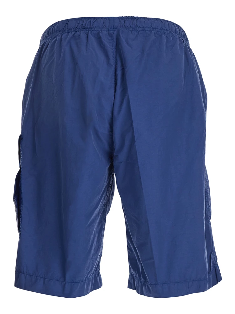 Blue Swim Shorts with Elastic Waist and Logo Plaque on the Side in Tech Fabric Man alternative