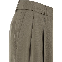 Brown Pants with Belt Loops and Wide Leg in Tech Fabric Woman