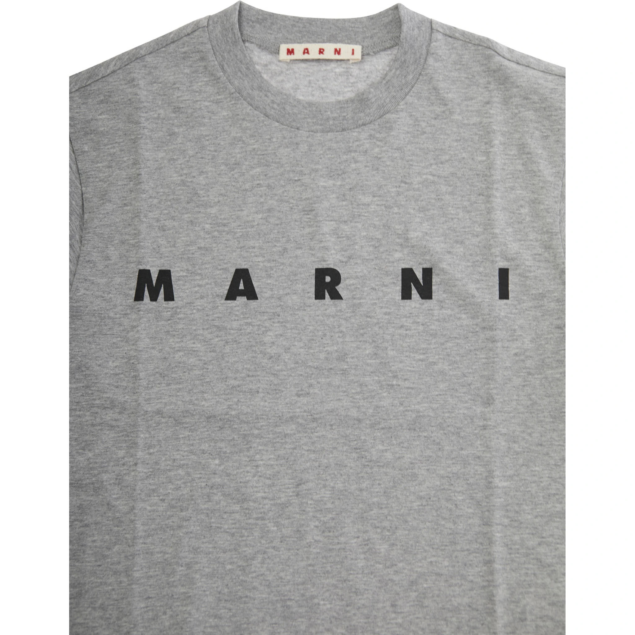 Grey Crewneck T-Shirt with Logo Lettering on the Front in Cotton Boy