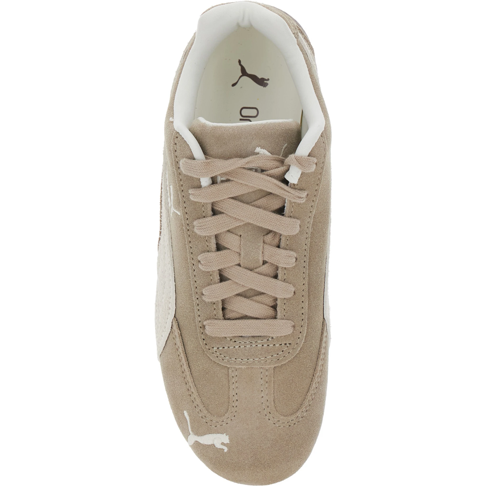 Speedcat Elevated Beige Sneakers with Logo Print on the Side and Logo Lettering on the Side in Suede Unisex
